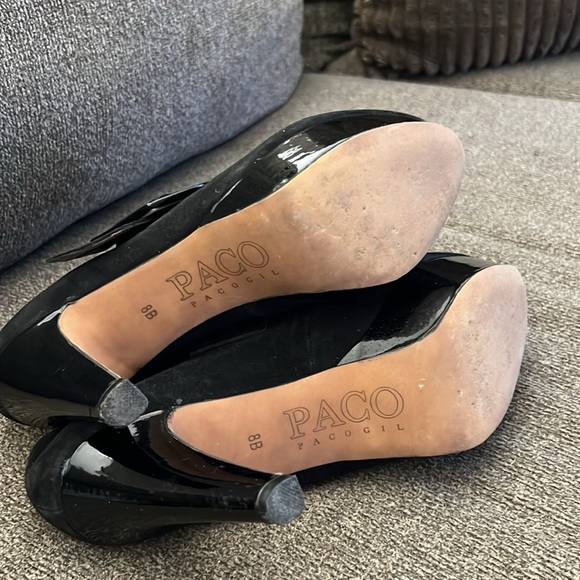 PACO GIL BLACK SUEDE, PATENT, TEXTILE BOOTIE SHOES SIZE 8 - Picture 7 of 13